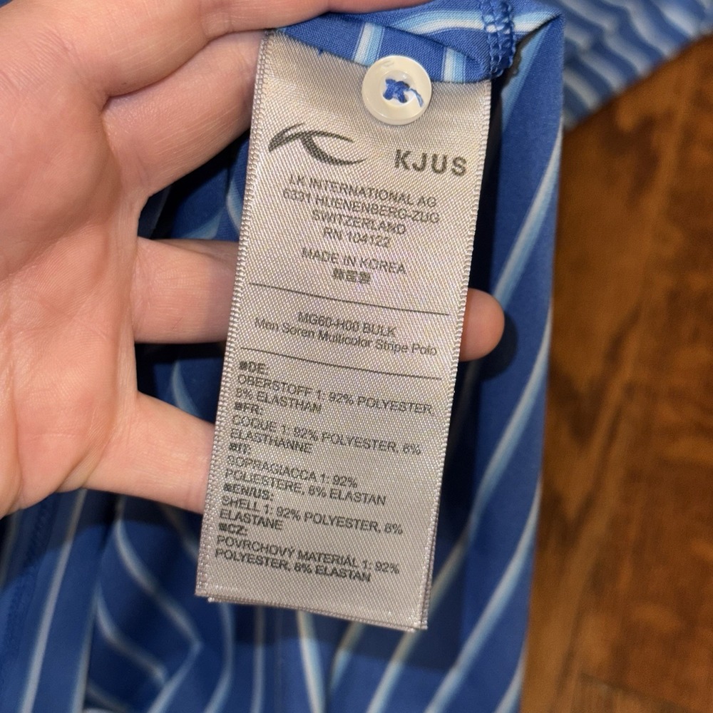 KJUS Soren Performance Polo‎ Men's 54 XL Blue Striped Eagle Ranch Short Sleeve - Picture 7 of 7